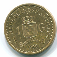 1 GULDEN 1990 NIEDERLÄNDISCHE ANTILLEN Aureate Steel Koloniale Münze #S12110.D.A - Niederländische Antillen