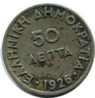 50 LEPTA 1926 GRIECHENLAND GREECE Münze #AX890.D.A - Griekenland