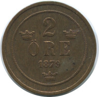 2 ORE 1879 SWEDEN Coin #AE753.16.U.A - Svezia