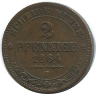 SAXONY 2 PFENNIG 1864 B Dresden Mint German States #DE10538.12.F.A - Sonstige & Ohne Zuordnung