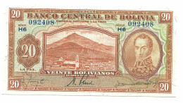 BOLIVIA 20 BOLIVIANOS 1928 SERIE H6 AUNC Paper Money Banknote #P10797.4 - [11] Local Banknote Issues