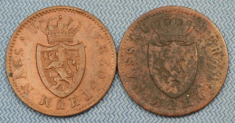 Nassau 2x • 1 Kreuzer 1842 + 1844 • Adolph • German States • [24-849] - Monedas Pequeñas & Otras Subdivisiones