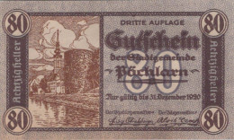 80 HELLER 1920 Stadt PoCHLARN Niedrigeren Österreich Notgeld Banknote #PE362 - Lokale Ausgaben