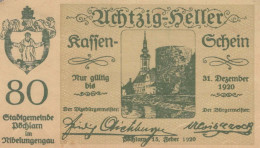 80 HELLER 1920 Stadt PoCHLARN Niedrigeren Österreich Notgeld Banknote #PE218 - Lokale Ausgaben