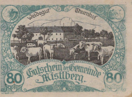 80 HELLER 1920 Stadt MISTLBERG Oberösterreich Österreich Notgeld Banknote #PD829 - Lokale Ausgaben