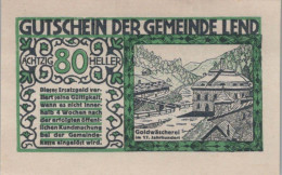 80 HELLER 1920 Stadt LEND Salzburg Österreich Notgeld Banknote #PD795 - Lokale Ausgaben