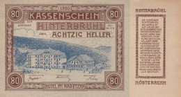 80 HELLER 1920 Stadt HINTERBRÜHL Niedrigeren Österreich Notgeld #PD575 - Lokale Ausgaben