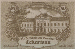 80 HELLER 1920 Stadt ECKARTSAU Niedrigeren Österreich Notgeld Papiergeld Banknote #PG529 - Lokale Ausgaben