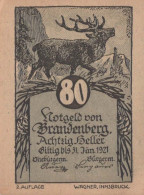 80 HELLER 1920 Stadt BRANDENBERG Tyrol Österreich Notgeld Banknote #PF365 - Lokale Ausgaben