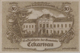 80 HELLER 1920 Stadt ECKARTSAU Niedrigeren Österreich Notgeld Banknote #PF092 - Lokale Ausgaben