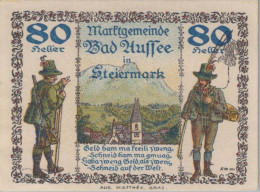 80 HELLER 1920 Stadt BAD AUSSEE Styria Österreich Notgeld Banknote #PE792 - Lokale Ausgaben