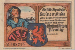 75 PFENNIG Stadt SWINEMÜNDE Pomerania UNC DEUTSCHLAND Notgeld Banknote #PH304 - Lokale Ausgaben