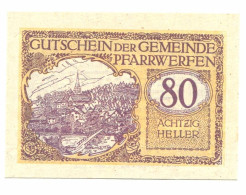 80 Heller 1920 PFEARRWERFEN Österreich UNC Notgeld Papiergeld Banknote #P10543 - Lokale Ausgaben