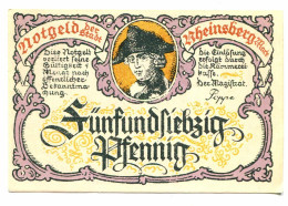 75 Pfennig RHEINSBERG DEUTSCHLAND UNC Notgeld Papiergeld Banknote #P10559 - Lokale Ausgaben
