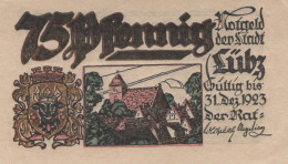 75 PFENNIG 1923 Stadt LÜBZ Mecklenburg-Schwerin UNC DEUTSCHLAND Notgeld #PC656 - Lokale Ausgaben