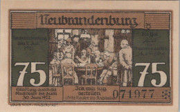 75 PFENNIG 1922 Stadt NEUBRANDENBURG Mecklenburg-Strelitz UNC DEUTSCHLAND #PI796 - Lokale Ausgaben
