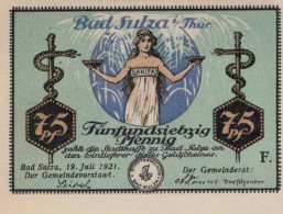 75 PFENNIG 1922 Stadt BAD SULZA Thuringia UNC DEUTSCHLAND Notgeld #PI041 - [11] Local Banknote Issues