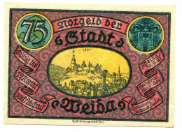 75 Pfennig 1921 WEIDA DEUTSCHLAND UNC Notgeld Papiergeld Banknote #P10599 - [11] Emissions Locales