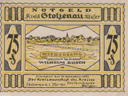 75 PFENNIG 1921 Stadt STOLZENAU Hanover DEUTSCHLAND Notgeld Banknote #PJ081 - [11] Local Banknote Issues