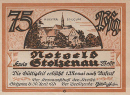 75 PFENNIG 1921 Stadt STOLZENAU Hanover DEUTSCHLAND Notgeld Banknote #PG179 - [11] Emisiones Locales