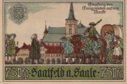 75 PFENNIG 1921 Stadt SAALFELD Thuringia UNC DEUTSCHLAND Notgeld Banknote #PJ010 - [11] Local Banknote Issues