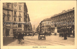 71936530 Milano Via Dante Strassenbahn Pferdekutsche Milano - Altri & Non Classificati