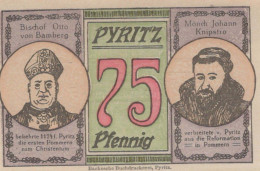 75 PFENNIG 1921 Stadt PYRITZ Pomerania DEUTSCHLAND Notgeld Banknote #PF405 - [11] Emissions Locales
