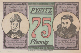 75 PFENNIG 1921 Stadt PYRITZ Pomerania DEUTSCHLAND Notgeld Banknote #PF900 - [11] Local Banknote Issues