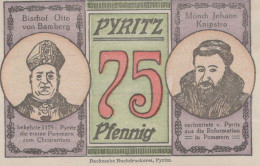 75 PFENNIG 1921 Stadt PYRITZ Pomerania DEUTSCHLAND Notgeld Banknote #PD503 - [11] Emissions Locales