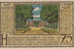75 PFENNIG 1921 Stadt PLÖN Schleswig-Holstein UNC DEUTSCHLAND Notgeld #PB587 - [11] Emissions Locales