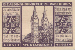 75 PFENNIG 1921 Stadt PADERBORN Westphalia UNC DEUTSCHLAND Notgeld #PI910 - [11] Local Banknote Issues