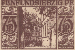75 PFENNIG 1921 Stadt PADERBORN Westphalia UNC DEUTSCHLAND Notgeld #PB438 - Lokale Ausgaben