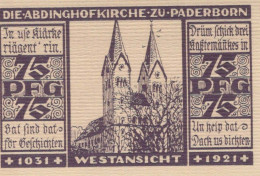 75 PFENNIG 1921 Stadt PADERBORN Westphalia UNC DEUTSCHLAND Notgeld #PB421 - Lokale Ausgaben