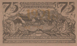 75 PFENNIG 1921 Stadt OBERAMMERGAU Bavaria UNC DEUTSCHLAND Notgeld #PJ174 - [11] Emissions Locales