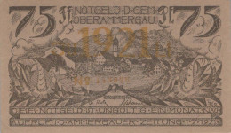 75 PFENNIG 1921 Stadt OBERAMMERGAU Bavaria UNC DEUTSCHLAND Notgeld #PJ173 - [11] Emissions Locales