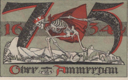 75 PFENNIG 1921 Stadt OBERAMMERGAU Bavaria DEUTSCHLAND Notgeld Banknote #PF570 - [11] Local Banknote Issues