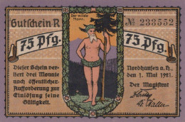 75 PFENNIG 1921 Stadt NORDHAUSEN Saxony UNC DEUTSCHLAND Notgeld Banknote #PI814 - [11] Lokale Uitgaven
