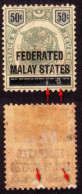 FEDERATED MALAY STATES FMS 1900 50c Wmk. CROWN CA Sc#8 MH With Back THIN Spots And Surface Scrapes @T618 - Federated Malay States