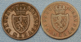 Nassau 2x • 1 Kreuzer 1855 + 1856 • Adolph • German States • [24-851] - Monedas Pequeñas & Otras Subdivisiones