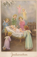 ANGEL CHRISTMAS Holidays Vintage Postcard CPSMPF #PAG768.A - Angels
