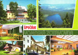 SPICAK, MULTIPLE VIEWS, VOJENSKÁ ZOTAVOVNA, ARCHITECTURE, LAKE, MOUNTAIN, CAR,MILITARY RECOVERY,CZECH REPUBLIC, POSTCARD - Tchéquie