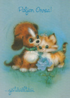 PERRO Y GATO Animales Vintage Tarjeta Postal CPSM #PAM047.A - Chiens