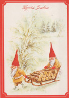 SANTA CLAUS Happy New Year Christmas GNOME Vintage Postcard CPSM #PAU441.A - Santa Claus