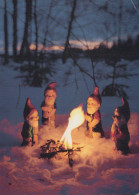 SANTA CLAUS Happy New Year Christmas GNOME Vintage Postcard CPSM #PAU261.A - Santa Claus