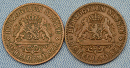 Nassau 2x • 1 Kreuzer 1862 + 1863 • Adolph • German States • [24-854] - Groschen & Andere Kleinmünzen