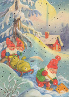 PÈRE NOËL Bonne Année Noël GNOME Vintage Carte Postale CPSM #PBM137.A - Santa Claus
