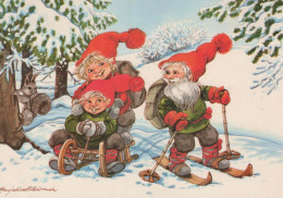 SANTA CLAUS Happy New Year Christmas GNOME Vintage Postcard CPSM #PBL978.A - Santa Claus