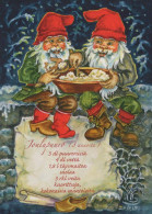 SANTA CLAUS Happy New Year Christmas GNOME Vintage Postcard CPSM #PBL968.A - Santa Claus