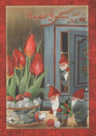 PAPÁ NOEL Feliz Año Navidad GNOMO Vintage Tarjeta Postal CPSM #PBL904.A - Santa Claus
