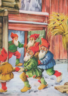 BABBO NATALE Buon Anno Natale GNOME Vintage Cartolina CPSM #PBL920.A - Santa Claus
